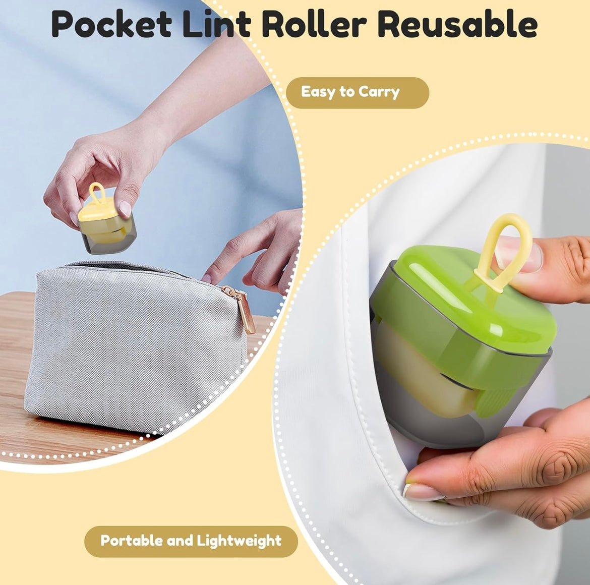 Reusable portable lint roller